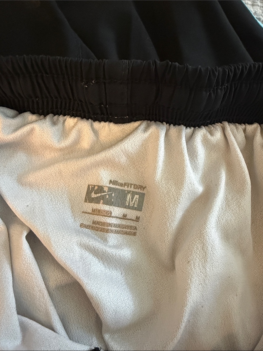 Nike Black Athletic Shorts with Light Blue Trim - Picture 3 of 3